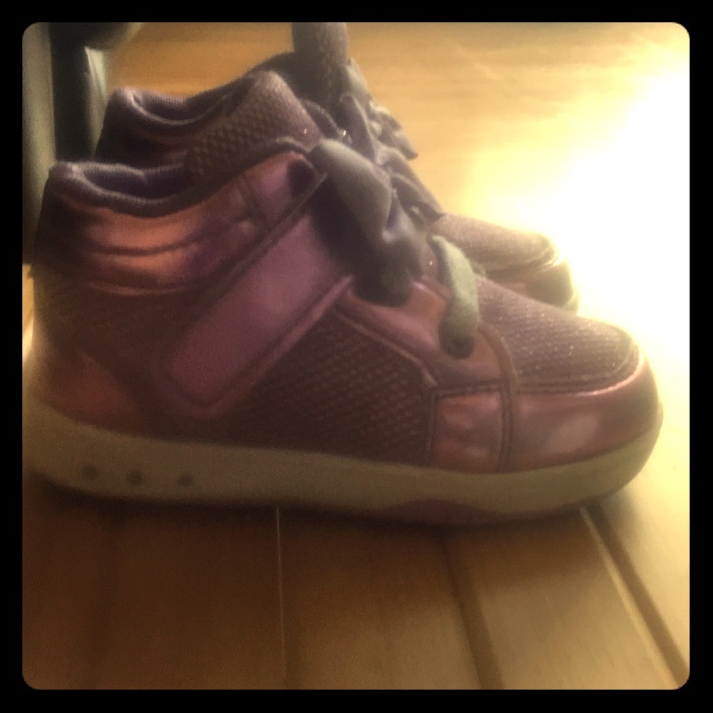 Toddler light up Lavender metallic high tops